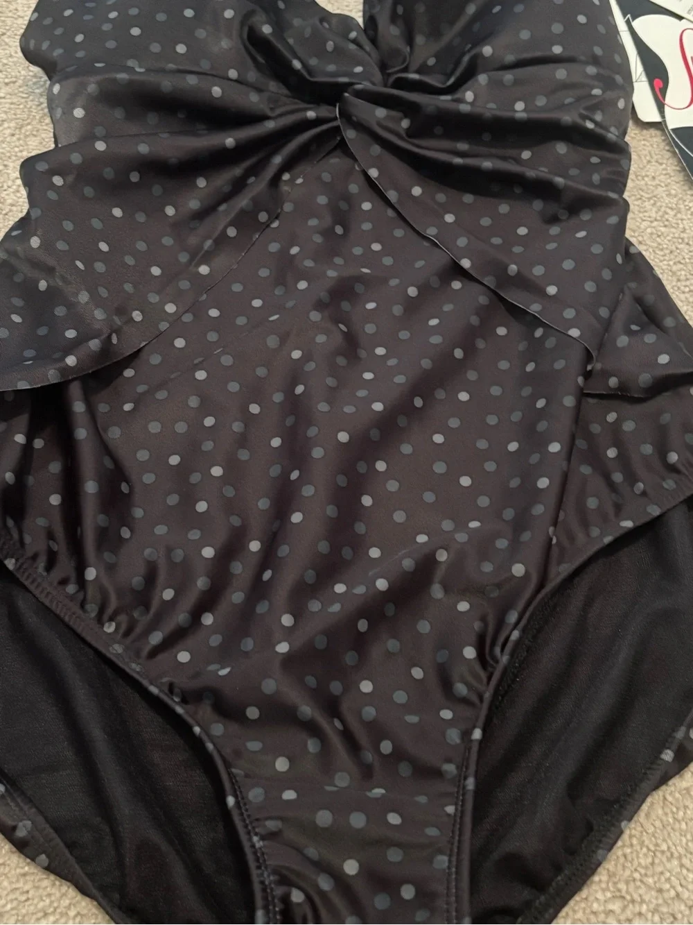 Skinny Suit Snozu Women’s Size 14 Black Polka Dot Swimwear Gray Dots NWT New - Picture 2 of 5